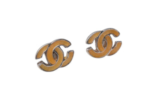 CHANEL Chanel Earrings Coco Mark Accessories 00T Engraved Metal Silver Orange 0.8g Good Condition Used 4c075477