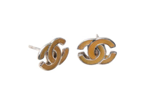 CHANEL Chanel Earrings Coco Mark Accessories 00T Engraved Metal Silver Orange 0.8g Good Condition Used 4c075477