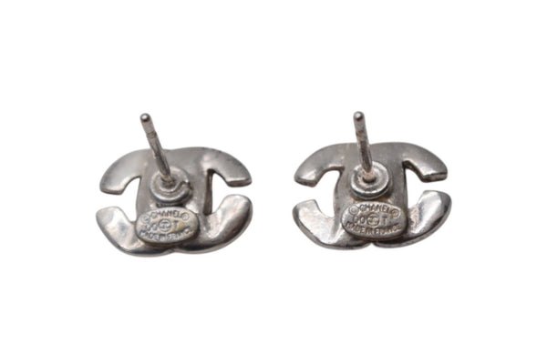 CHANEL Chanel Earrings Coco Mark Accessories 00T Engraved Metal Silver Orange 0.8g Good Condition Used 4c075477