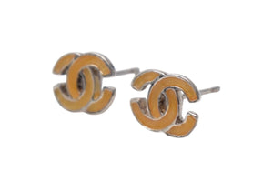 CHANEL Chanel Earrings Coco Mark Accessories 00T Engraved Metal Silver Orange 0.8g Good Condition Used 4c075477