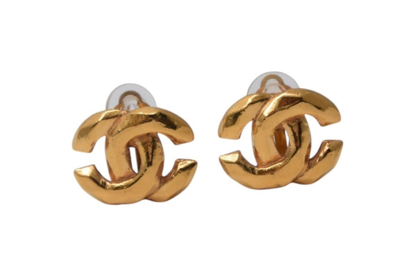 CHANEL Chanel Earrings Coco Mark Accessories 03P Engraved 3.8g GP Gold Hardware Good Condition Used 4c075483