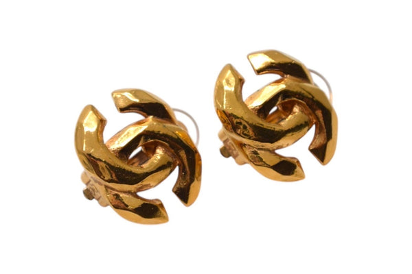 CHANEL Chanel Earrings Coco Mark Accessories 03P Engraved 3.8g GP Gold Hardware Good Condition Used 4c075483