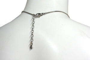 Very Good Condition CHANEL Coco Mark Necklace Accessory 08P Engraved Metal Black Stone Silver Black Used 4c075485