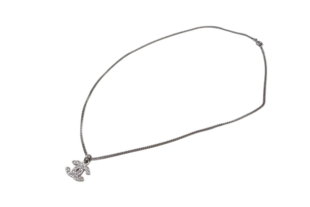 Very Good Condition CHANEL Necklace Choker Coco Mark Rhinestone 07V Metal Rhinestone Silver Good Condition Used 4c075491