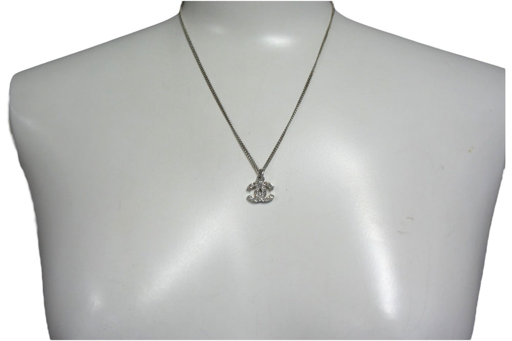 Very Good Condition CHANEL Necklace Choker Coco Mark Rhinestone 07V Metal Rhinestone Silver Good Condition Used 4c075491