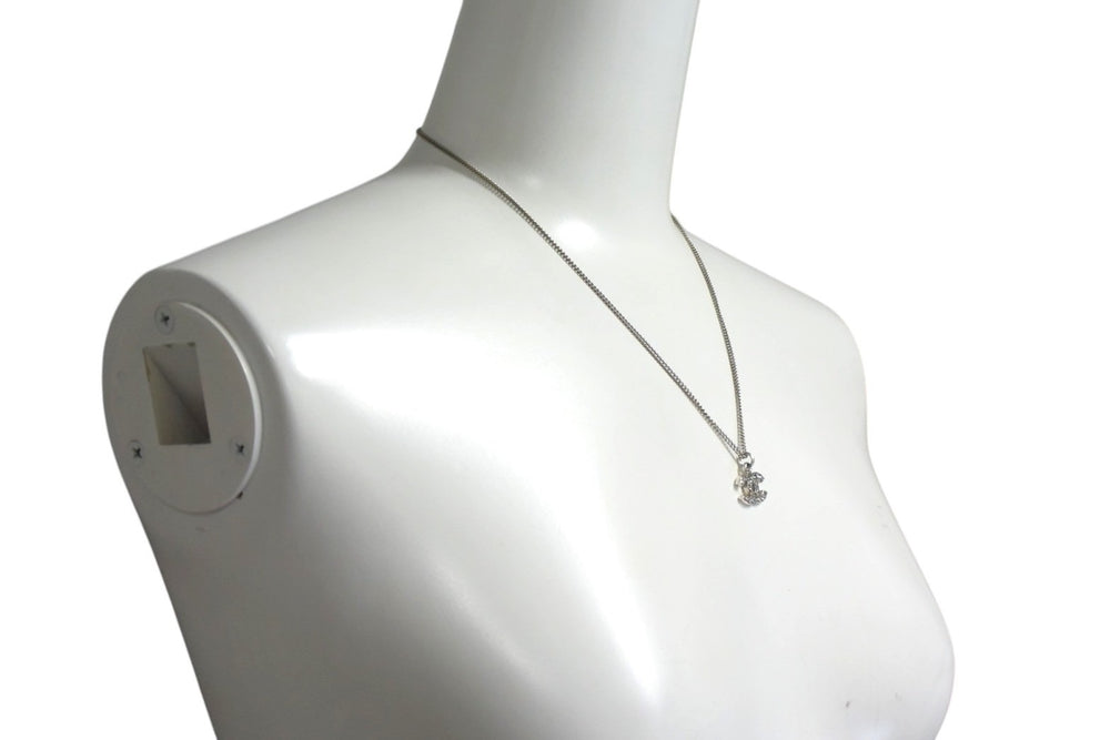 Very Good Condition CHANEL Necklace Choker Coco Mark Rhinestone 07V Metal Rhinestone Silver Good Condition Used 4c075491