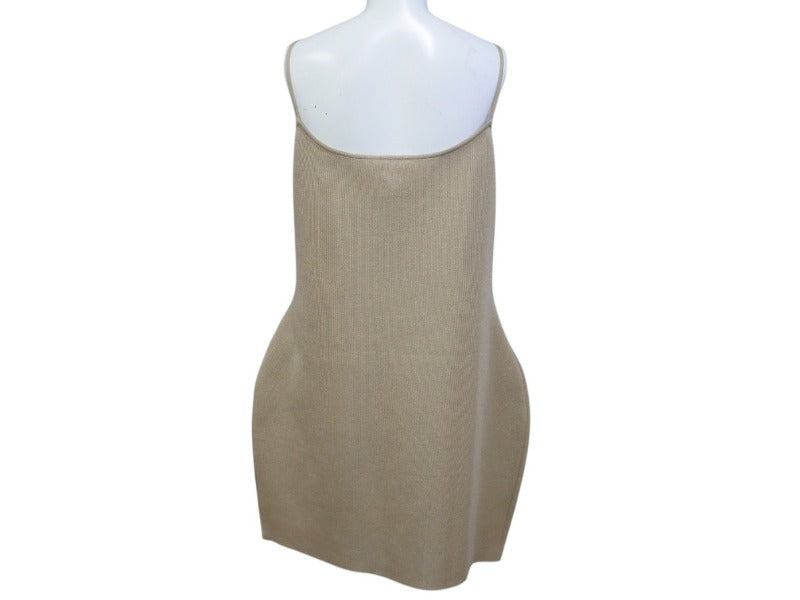 Like New CHANEL Camisole Dress (Camellia Design) P38456W04487 French-made, glitter gold, size 50, used. 4c075632