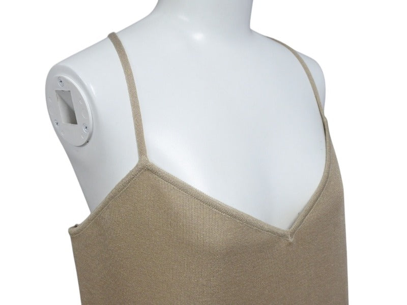 Like New CHANEL Camisole Dress (Camellia Design) P38456W04487 French-made, glitter gold, size 50, used. 4c075632