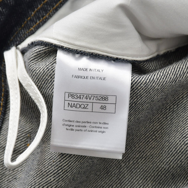 新品同様品 CHANEL シャネル パンツ デニムパンツ ダークブルー シルバー金具 CCロゴステッチ サイズ48 P83474V75288 中古 4a007566