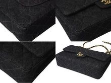 Load image into Gallery viewer, 極美品 CHANEL シャネル チェーンショルダーバッグ マトラッセ25 デニム ブラック ゴールド金具 6番台 中古 4c075676