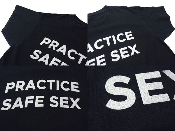 VINTAGE Vintage PRACTICE SAFE SEX T-shirt No size tag Old clothes Black Used 4c075761
