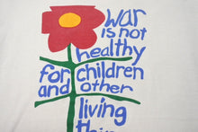 画像をギャラリービューアに読み込む, VINTAGE ヴィンテージ 90's War is not healthy 半袖Tシャツ サイズL 花 プロジェクトアース コットン ホワイト 古着 美品 中古 4c075785
