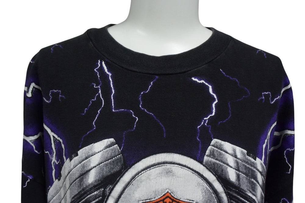 極美品 VINTAGE ヴィンテージ 90's HARLEY DAVIDSON ハーレーダビッドソン 半袖Ｔシャツ サイズXL 総柄 古着 中古 4c075792
