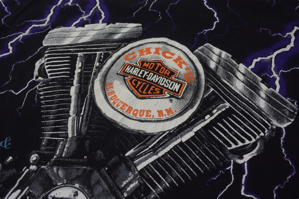 極美品 VINTAGE ヴィンテージ 90's HARLEY DAVIDSON ハーレーダビッドソン 半袖Ｔシャツ サイズXL 総柄 古着 中古 4c075792