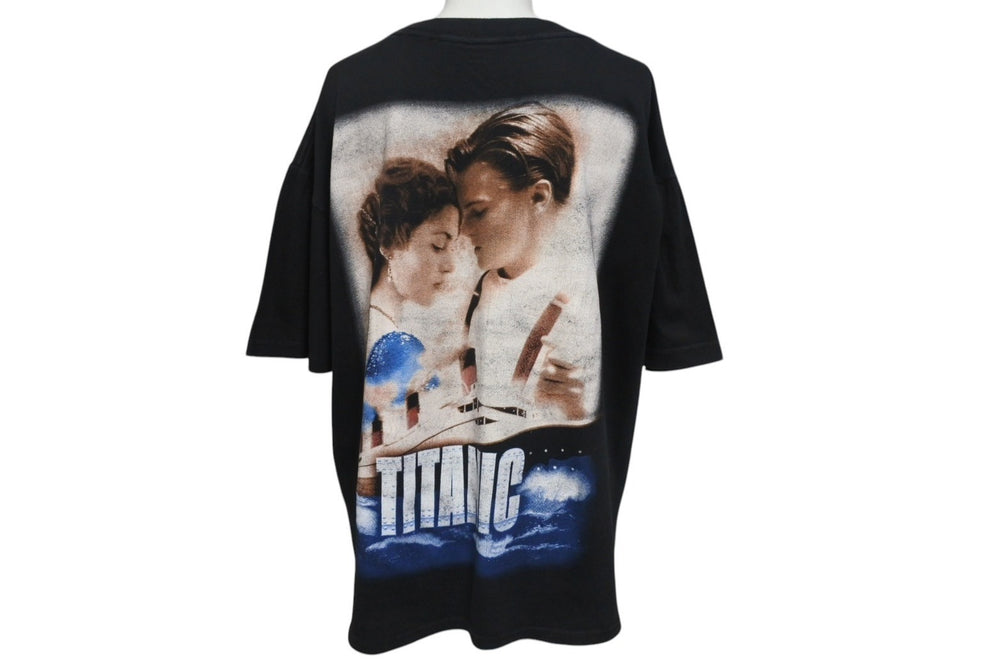 VINTAGE Vintage TITANIC Titanic T-shirt LEONARDO DiCaprio Leonardo DiCaprio old clothes black cotton used 4c075806