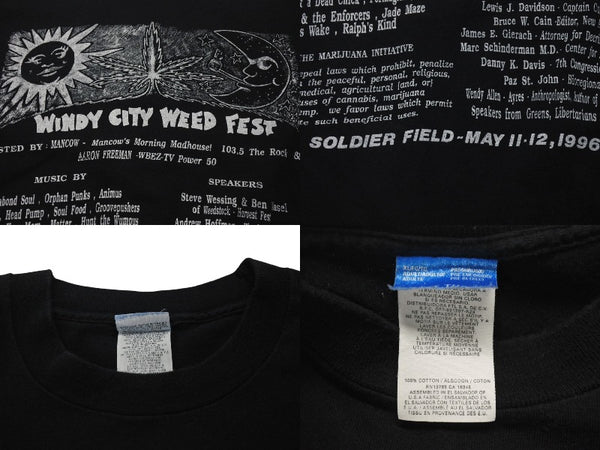 VINTAGE Vintage WINDY CITY WEED FEST '96 Windy City Weed Festival 1996 Short Sleeve T-shirt XL Good Condition Used 4c075826