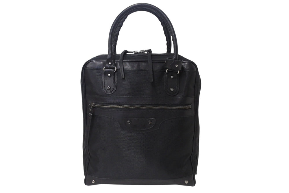 BALENCIAGA バレンシアガ ビジネス トートバッグ ハンドバッグ 248416 ナイロン イタリア製 レザー ブラック 美品 中古 4c075856
