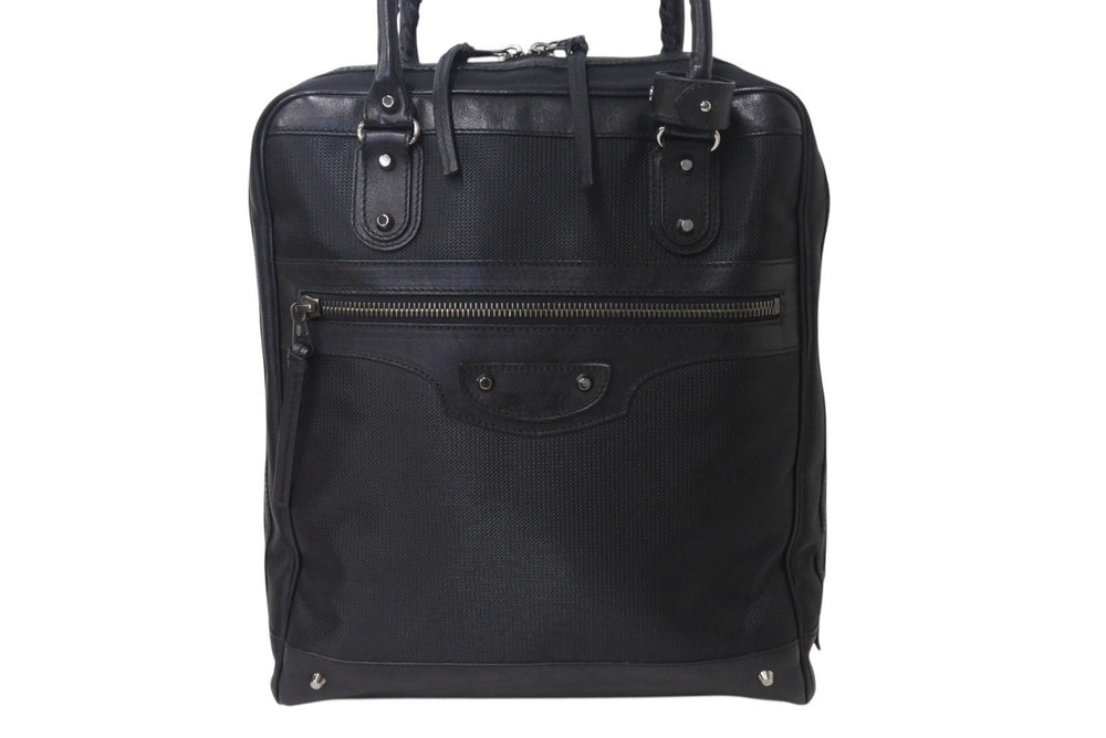 BALENCIAGA バレンシアガ ビジネス トートバッグ ハンドバッグ 248416 ナイロン イタリア製 レザー ブラック 美品 中古 4c075856