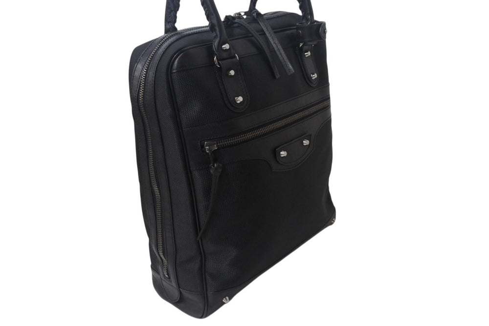 BALENCIAGA バレンシアガ ビジネス トートバッグ ハンドバッグ 248416 ナイロン イタリア製 レザー ブラック 美品 中古 4c075856