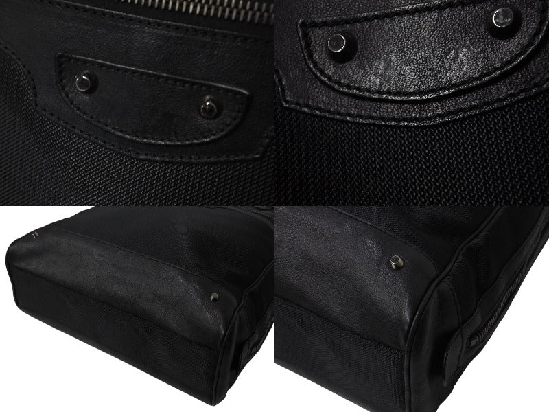 BALENCIAGA バレンシアガ ビジネス トートバッグ ハンドバッグ 248416 ナイロン イタリア製 レザー ブラック 美品 中古 4c075856