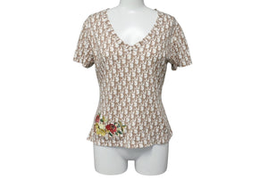 Very good condition Christian Dior Trotter V-neck short sleeve T-shirt White Cotton Size 42 5E16155951 Used 4c075944