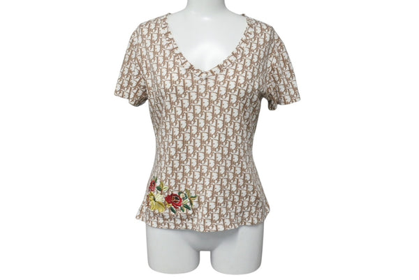 Very good condition Christian Dior Trotter V-neck short sleeve T-shirt White Cotton Size 42 5E16155951 Used 4c075944