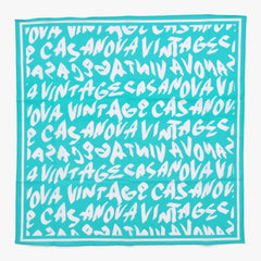 New and unused CASANOVA VINTAGE Casanova Vintage Graffiti Bandana Turquoise Blue Used 4a007600