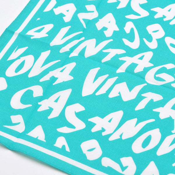New and unused CASANOVA VINTAGE Casanova Vintage Graffiti Bandana Turquoise Blue Used 4a007600