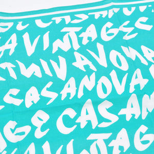 New and unused CASANOVA VINTAGE Casanova Vintage Graffiti Bandana Turquoise Blue Used 4a007600