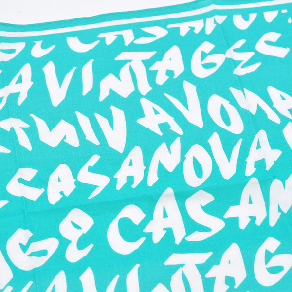 New and unused CASANOVA VINTAGE Casanova Vintage Graffiti Bandana Turquoise Blue Used 4a007600