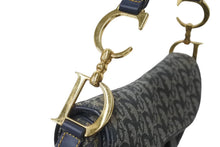 画像をギャラリービューアに読み込む, Christian Dior クリスチャンディオール サドルバッグ ワンショルダーバッグ トロッター ネイビー ガリアーノ期 中古 4c076003