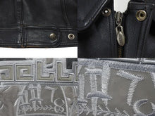 画像をギャラリービューアに読み込む, pellepelle ペレペレ レザージャケット サイズXL 刺繍デザイン グレー ヴィンテージ チャコール 美品 中古 4c076046