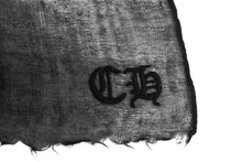 画像をギャラリービューアに読み込む, CHROME HEARTS クロムハーツ カシミヤ 大判ストール スカーフ ショール ブラック CHロゴ 刺繍 美品 中古 4c076174