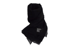 画像をギャラリービューアに読み込む, CHROME HEARTS クロムハーツ カシミヤ 大判ストール スカーフ ショール ブラック CHロゴ 刺繍 美品 中古 4c076174