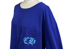 画像をギャラリービューアに読み込む, 極美品 CHROME HEARTS クロムハーツ バックスタープリントクルーネック 長袖Tシャツ コットン ブルー サイズXL 中古 4c076198