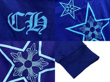 画像をギャラリービューアに読み込む, 極美品 CHROME HEARTS クロムハーツ バックスタープリントクルーネック 長袖Tシャツ コットン ブルー サイズXL 中古 4c076198