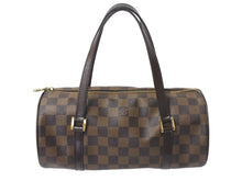 Load image into Gallery viewer, LOUIS VUITTON ルイヴィトン パピヨンPM 26 ハンドバック ダミエ N51304 筒型 ドラム型 エベヌ ブラウン ゴールド金具 美品 中古 4c076217