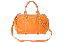 Load image into Gallery viewer, MIUMIU ミュウミュウ ハンドバッグ 2WAY ショルダーバッグ ダブルジッパー オレンジ レザー RN0894 ゴールド金具 美品 中古 4c076219