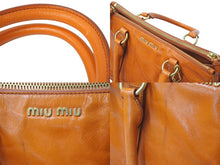 Load image into Gallery viewer, MIUMIU ミュウミュウ ハンドバッグ 2WAY ショルダーバッグ ダブルジッパー オレンジ レザー RN0894 ゴールド金具 美品 中古 4c076219