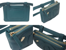 Load image into Gallery viewer, 極美品 CHANEL シャネル ウエストポーチ ウエストバッグ ベルトバッグ 27番台 ココマーク ラムスキン ブルー ゴールド金具 中古 4c076227