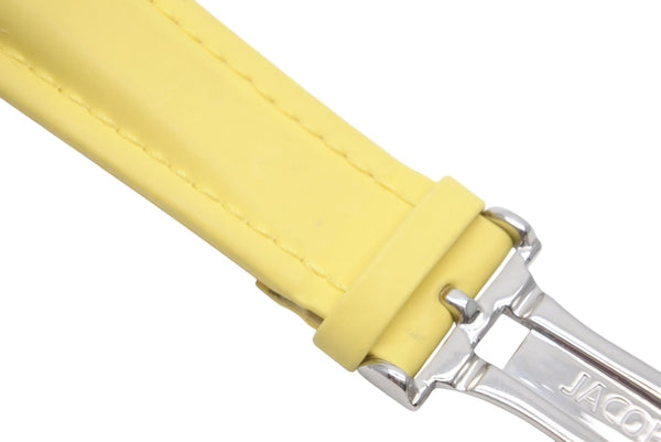JACOB&CJacob &amp; Co. watch strap, original band with logo folding buckle, yellow with silver hardware, excellent condition, pre-owned, item number 4c076251