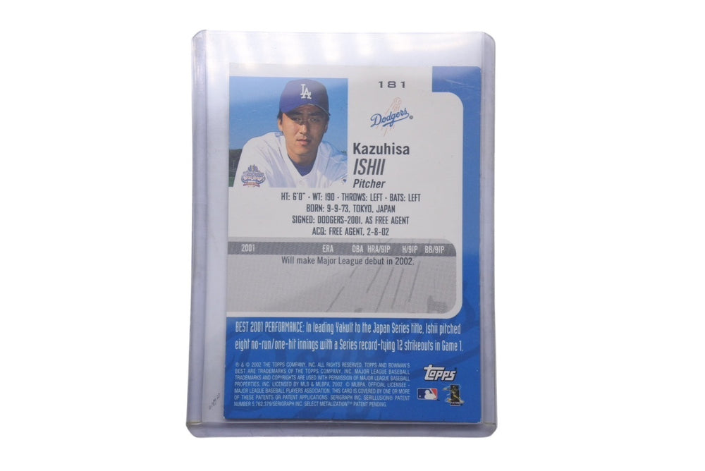 極美品 石井一久 Kazuhisa Ishii ロサンゼルス・ドジャース 2002 カード バット AUTHENTIC GAME-USED BAT ブルー 中古 4c076259