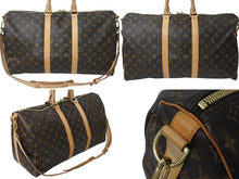 画像をギャラリービューアに読み込む, LOUIS VUITTON ルイヴィトン ボストンバッグ M41418 キーポルバンドリエール45 ブラウン PVC ヌメ革 ゴールド金具 良品 中古 4c076268