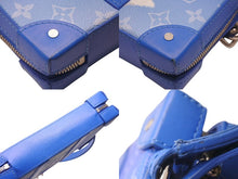 画像をギャラリービューアに読み込む, LOUIS VUITTON ルイヴィトン ソフトトランク ウォレット ショルダーバッグ M45432 モノグラム クラウズ ブルー PVC レザー シルバー金具 美品 中古 4c076279