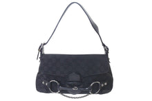 Load image into Gallery viewer, GUCCI グッチ ホースビット ワンショルダーバッグ 114915 001364 GGキャンバス レザー ブラック シルバー金具 美品 中古 4c076291
