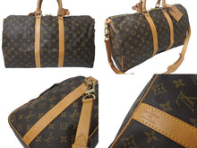 画像をギャラリービューアに読み込む, LOUIS VUITTON ルイヴィトン キーポルバンドリエール45 ボストンバッグ M41418 ブラウン ゴールド金具 美品 中古 4c076295