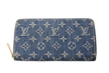 画像をギャラリービューアに読み込む, LOUIS VUITTON ルイヴィトン ジッピーウォレット M95341 長財布 モノグラムデニム ゴールド金具 ブルー 美品 中古 4c076324