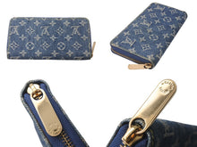 画像をギャラリービューアに読み込む, LOUIS VUITTON ルイヴィトン ジッピーウォレット M95341 長財布 モノグラムデニム ゴールド金具 ブルー 美品 中古 4c076324