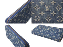 画像をギャラリービューアに読み込む, LOUIS VUITTON ルイヴィトン ジッピーウォレット M95341 長財布 モノグラムデニム ゴールド金具 ブルー 美品 中古 4c076324
