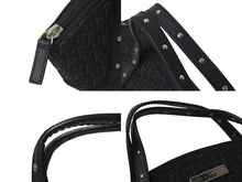Load image into Gallery viewer, CHRISTIAN DIOR クリスチャンディオール トロッター ハンドバッグ MC0073 キャンバス レザー ブラック シルバー金具 美品 中古 4c076330
